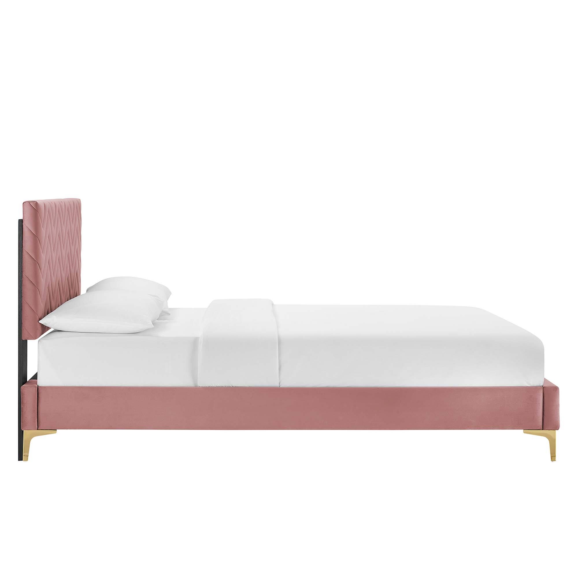 Back. Modway - Bridgette Wood King Platform Bed With Splayed Legs - Brown.