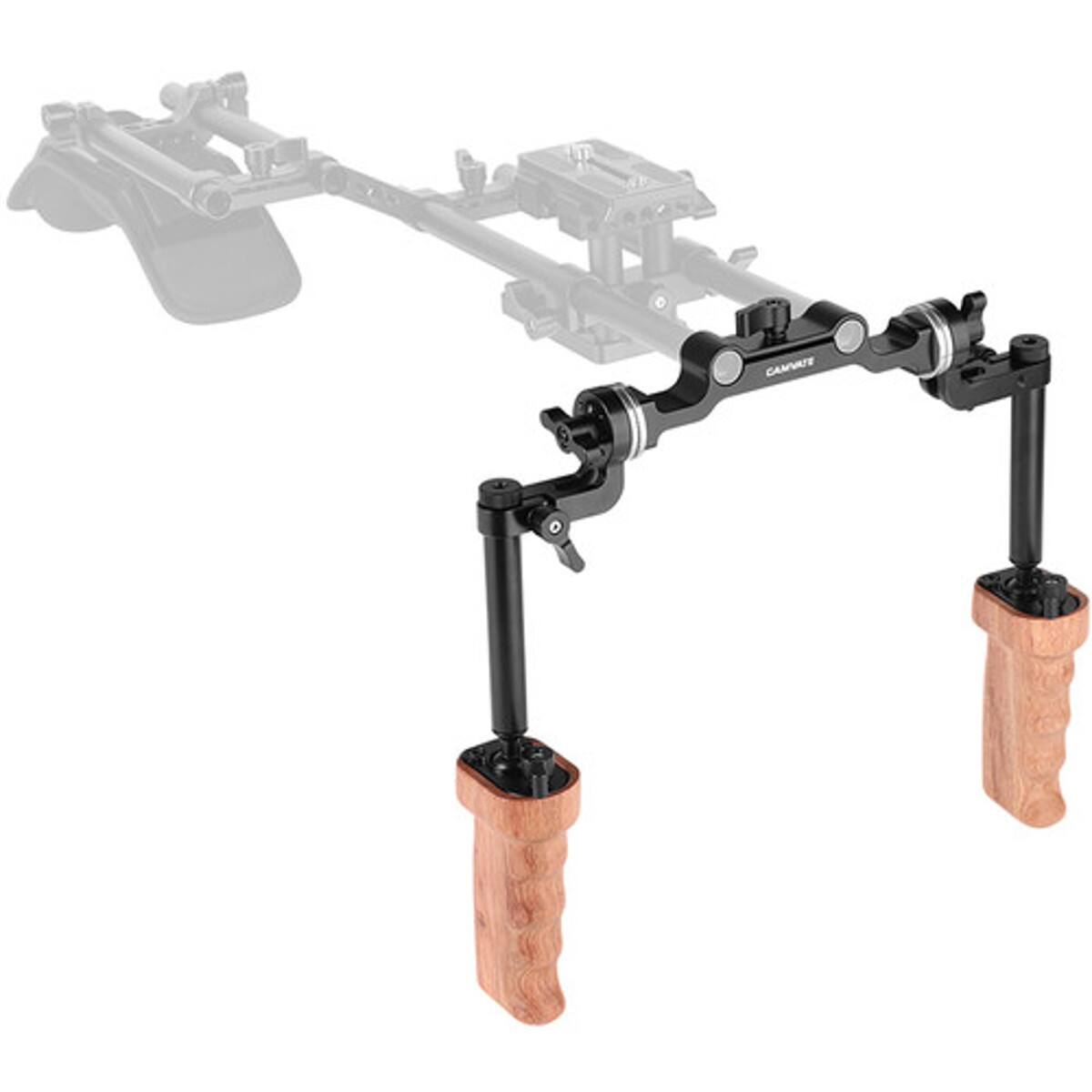 Alt View 2. CAMVATE - CAMVATE Wood Handgrip Kit with Built-in Ball Head  15mm Rosette Railblock.