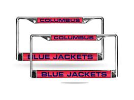 Rico Industries - Columbus Blue Jackets NHL Chrome Metal (Set of 2) Laser Cut License Plate Frames - Multi