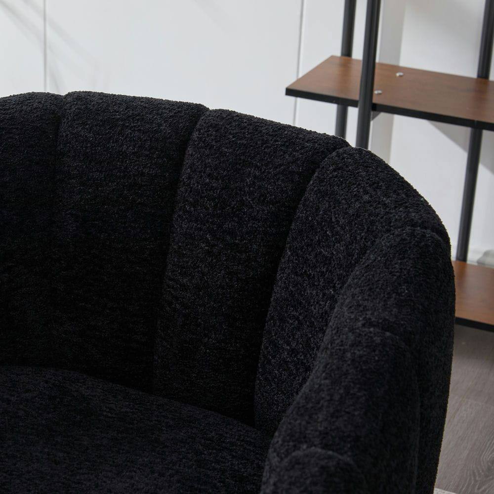 Back. Kadyn - 3-Piece Small Living Room Furniture Set with Metal Legs, Sofa Set for Living Room, Bedroom, Reception, Apartment, Black - Black.