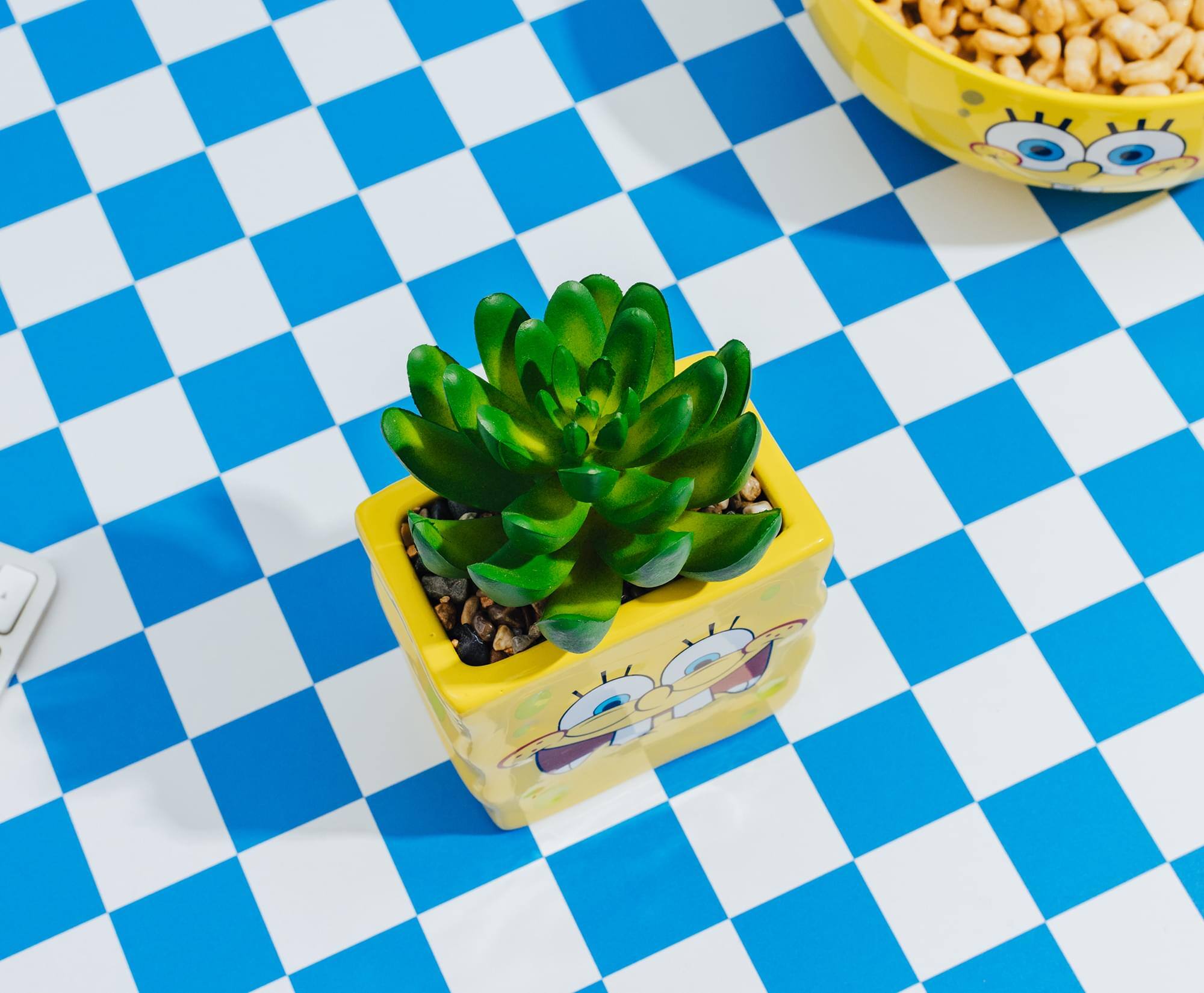 Alt View 5. Silver Buffalo - Nickelodeon SpongeBob SquarePants Face Mini Planter With Artificial Succulent - Yellow.