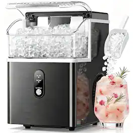 Electactic - 33-lb Ice Per day Portable/Countertop Nugget Ice Maker ( Stainless Steel ) - Black