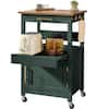 Front. Best Choice Products - Best Choice Products Rolling Kitchen Island Cart, Cabinet W/ Drawer, Sliding Tray, Outlet, Wheels, Hooks - Forest Green - Forest Green.