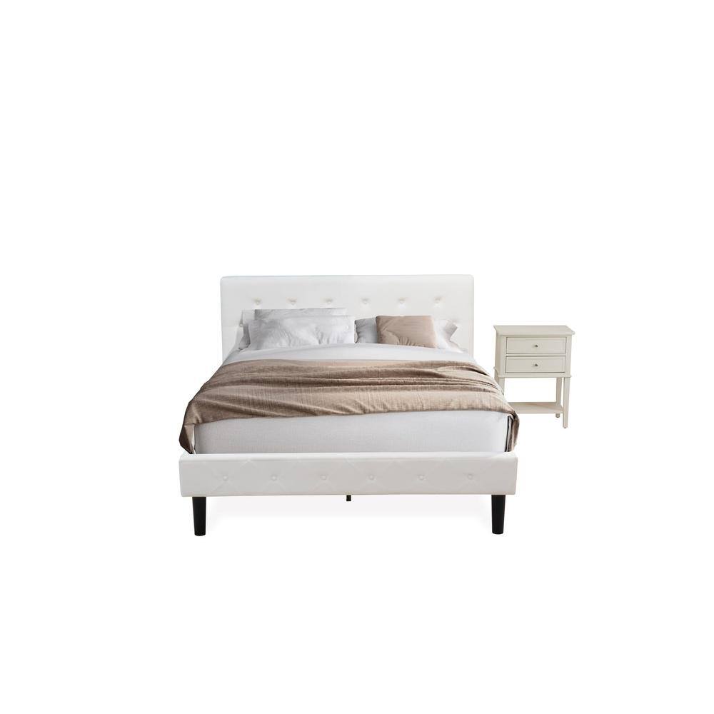 Alt View 4. East West Furniture - NL19Q-1VL0C 2 Pc Bedroom Set - 1 Bed White Velvet Fabric Headboard and 1 Night Stand - Wire Brushed Butter Cream Finish - White Velvet.