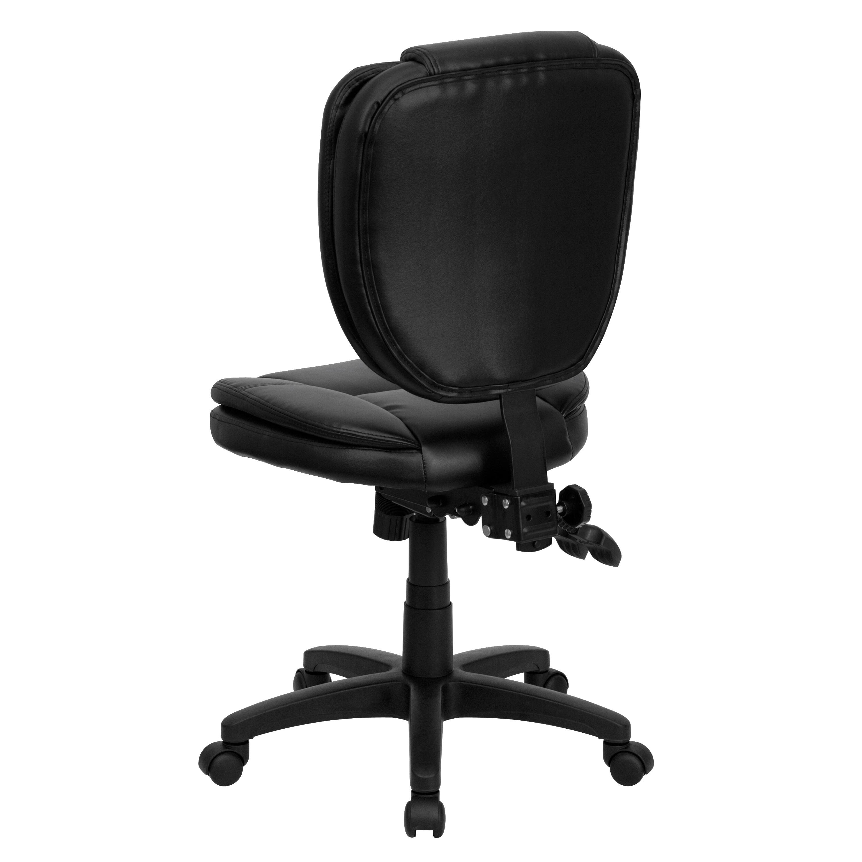 Alt View 5. Emma + Oliver - Mid-Back Multifunction Pillow Top Swivel Ergonomic Task Office Chair - Black LeatherSoft.