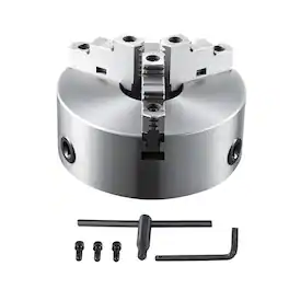 VEVOR - 3-Jaw Lathe Chuck, 10'', Self-Centering Lathe Chuck, 0.24-9.84 in/6-250 mm Clamping Range with T-key Fixing Screws - Silver