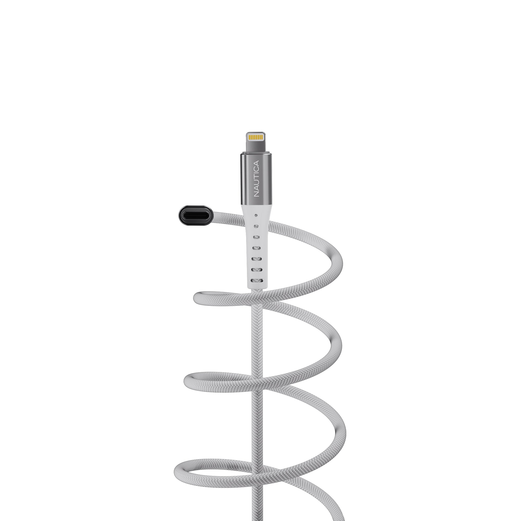 Left. Nautica - Nautica USB-C to Lightning Cable With LED Light Urban CB310 (4 Ft White) - White.