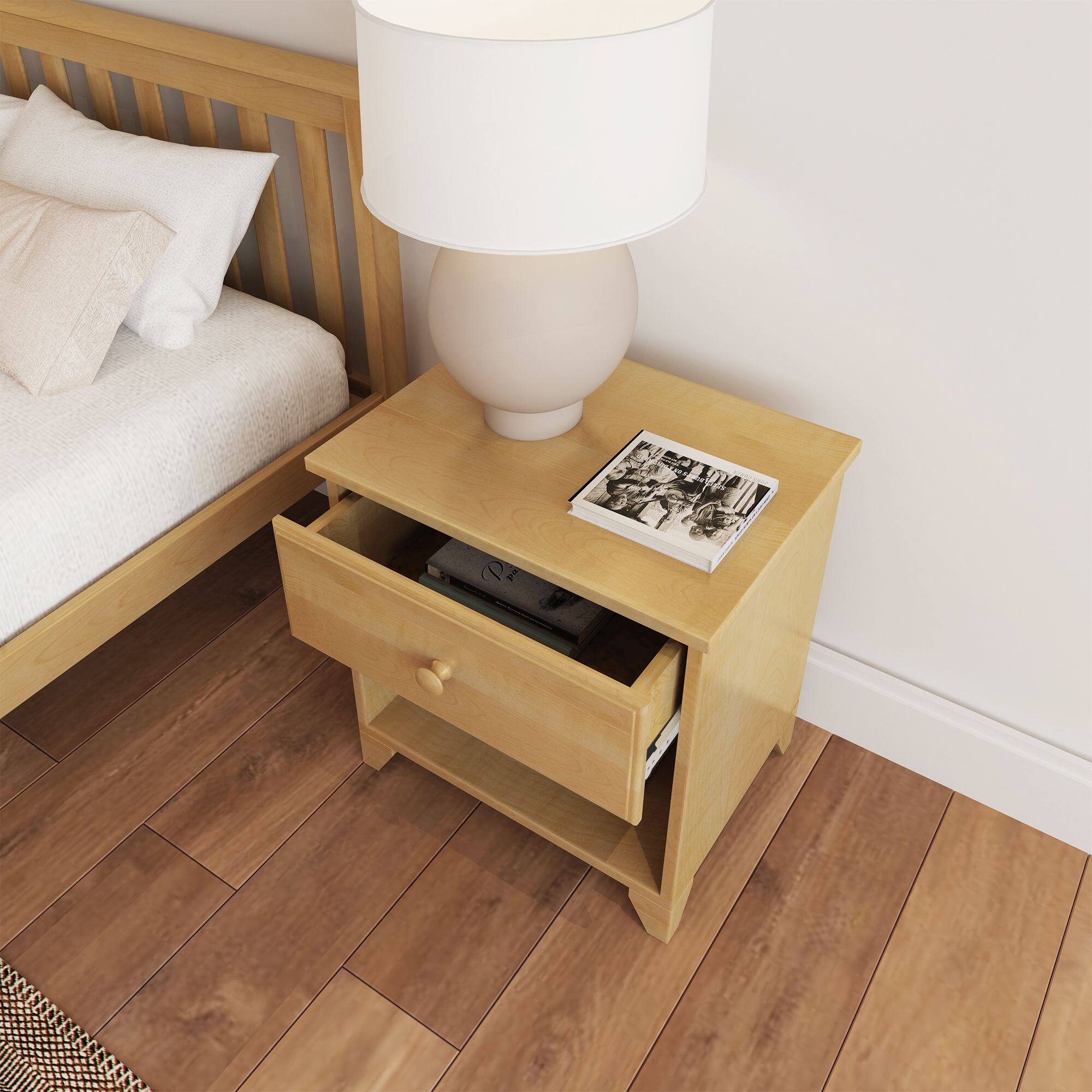 Alt View 4. Plank+Beam - Nightstand with 1 Drawer, Natural - Natural.