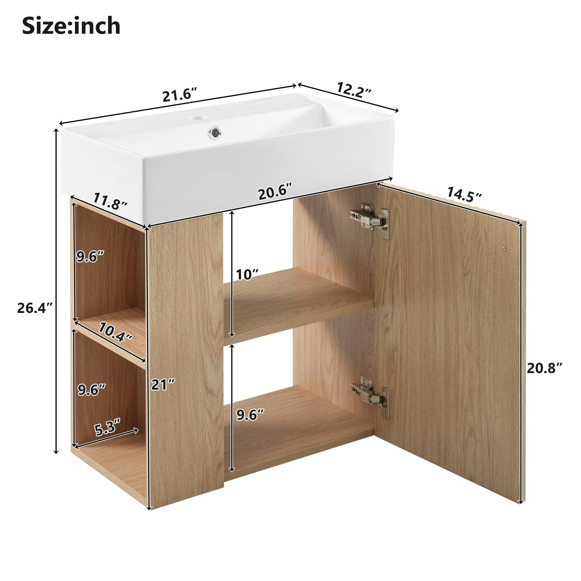 Size: inch

- 21.6"
- 12.2"
- 11.8"
- 20.6"
- 14.5"
- 9.6"
- 10"
- 26.4"
- 10.4"
- 9.6"
- 21"
- 5.3"
- 9.6"
- 20.8"