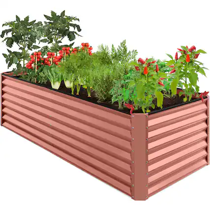 Front. Best Choice Products - Best Choice Products 8x4x2ft Outdoor Metal Raised Garden Bed for Vegetables Flowers Herbs - Terracotta - Terracotta.