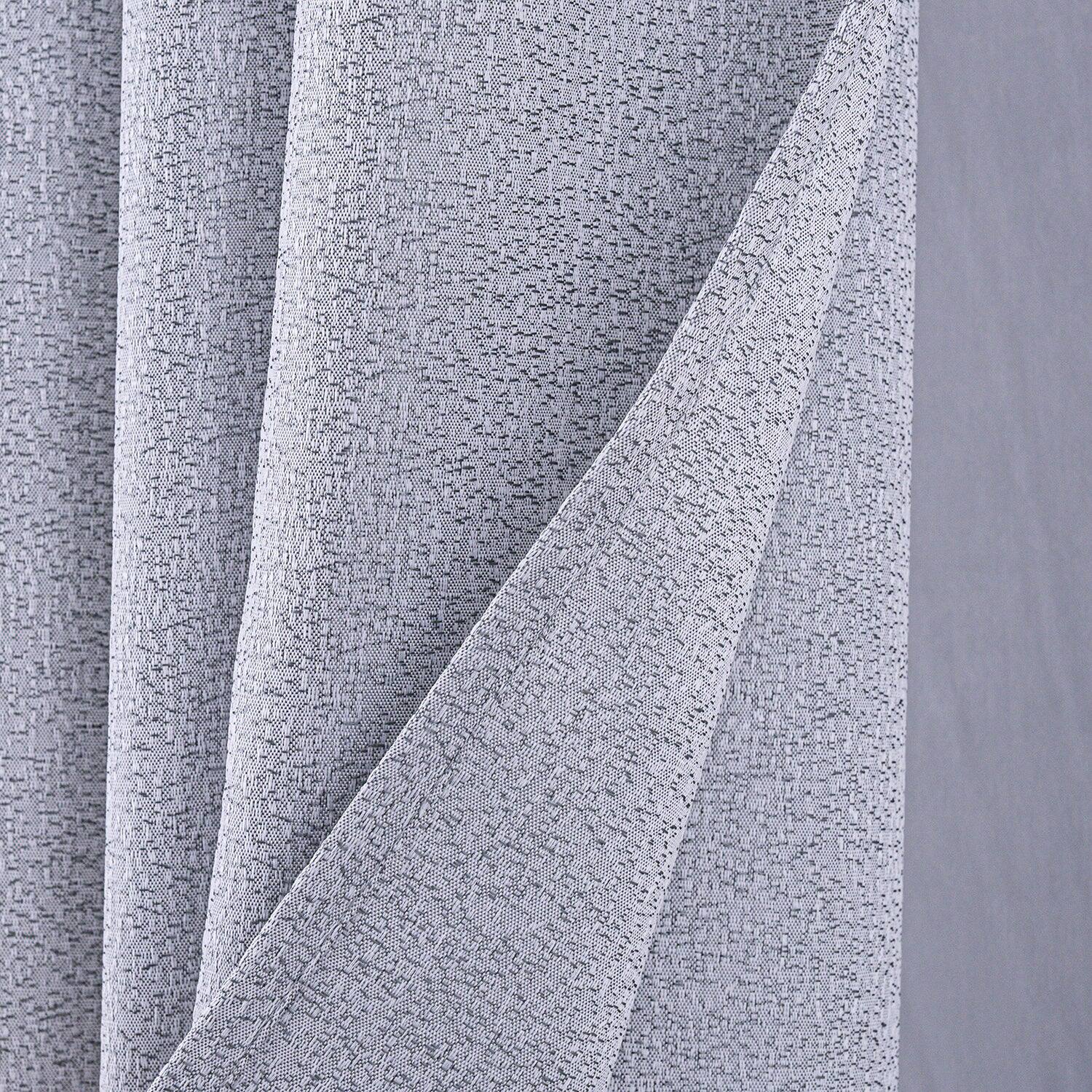 Left. RT Designers Collection - RT Designers Collection 100% Polyester 140 GSM Lava Jacquard Grommet Curtain Panel 54" x 84" Silver - Silver.