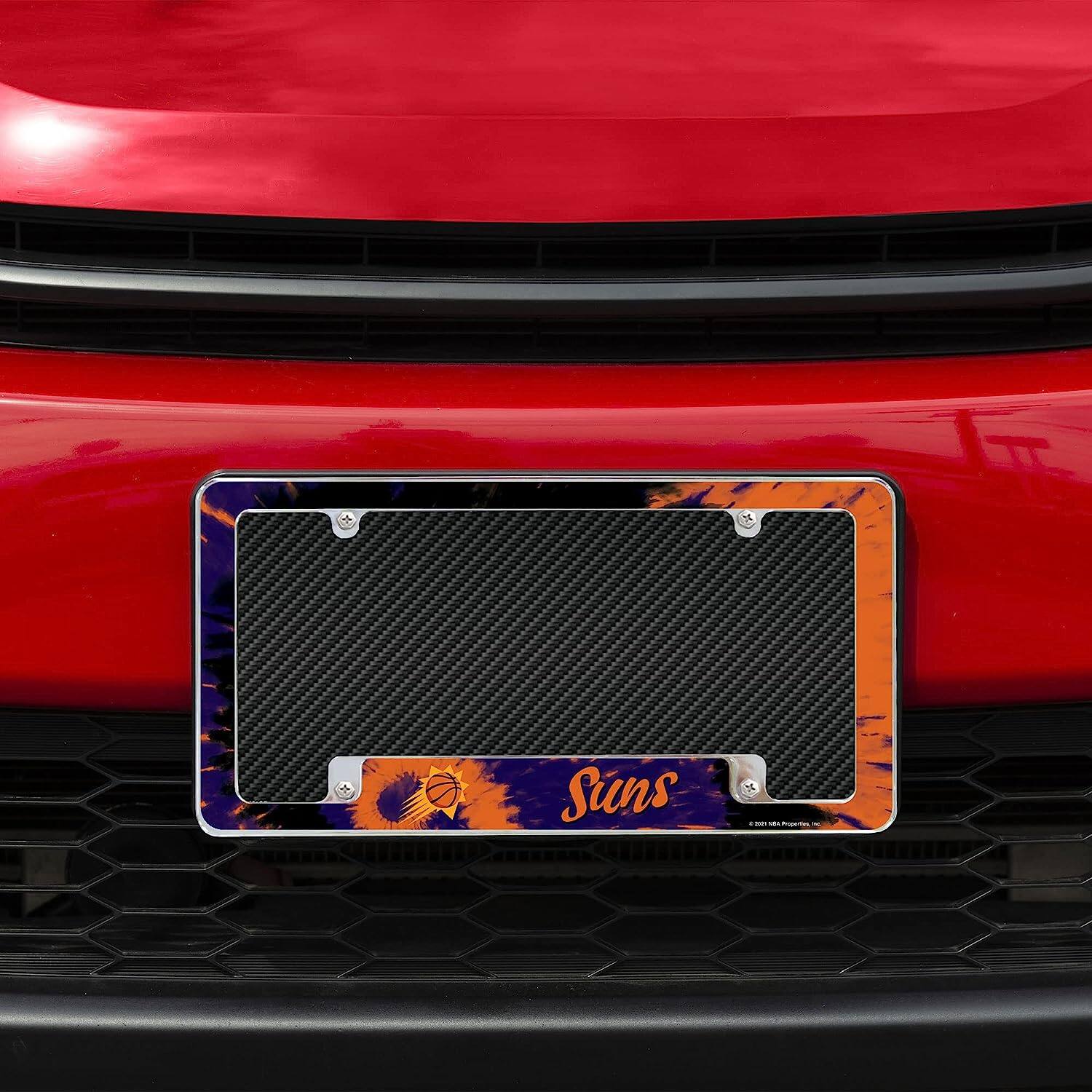 Alt View 2. Rico Industries - Phoenix Suns Chrome Metal (Set of 2) License Plate Frames with Bold Tie Dye Design - Multi.