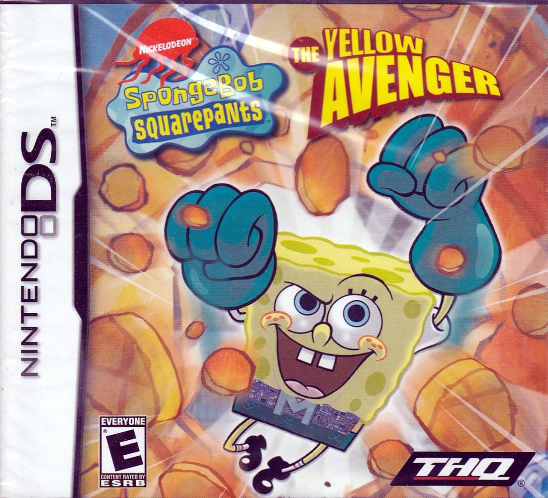 Sure, here is the corrected and grouped text from the image:

---

**Nintendo DS**

**Nickelodeon**

**SpongeBob SquarePants**

**The Yellow Avenger**

**Everyone**

**E**

**Content Rated by ESRB**

**THQ**

---