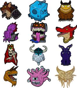 PopMarket - Dungeons & Dragons: 50th Anniversary - Mystery Pin Badge - 12ct Blind Box Display - COLLECTIBLES - Multicolor