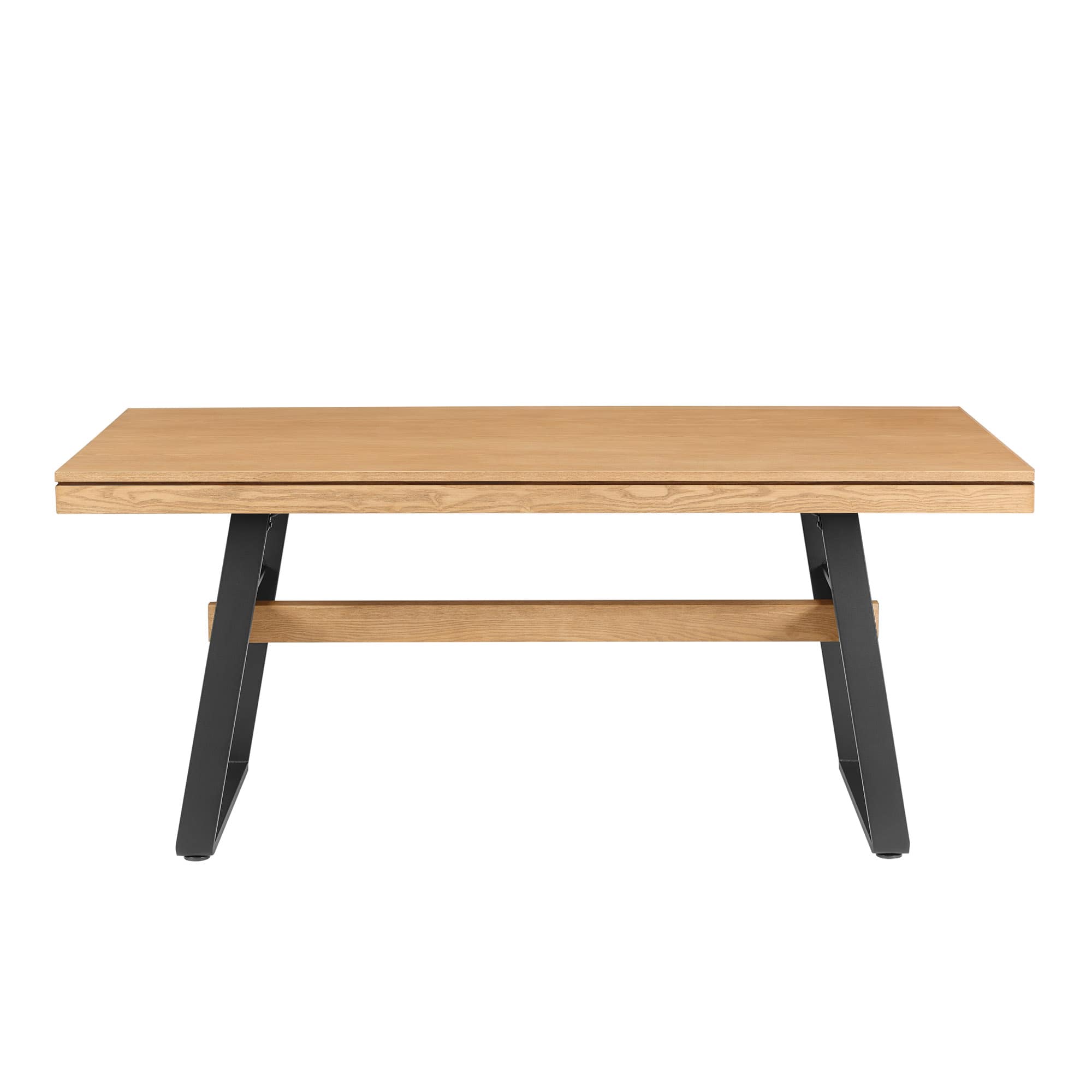 Walker Edison - Industrial Metal and Wood Dining Table - Light Oak - Front_Zoom