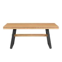 Walker Edison - Industrial Metal and Wood Dining Table - Light Oak - Front_Zoom