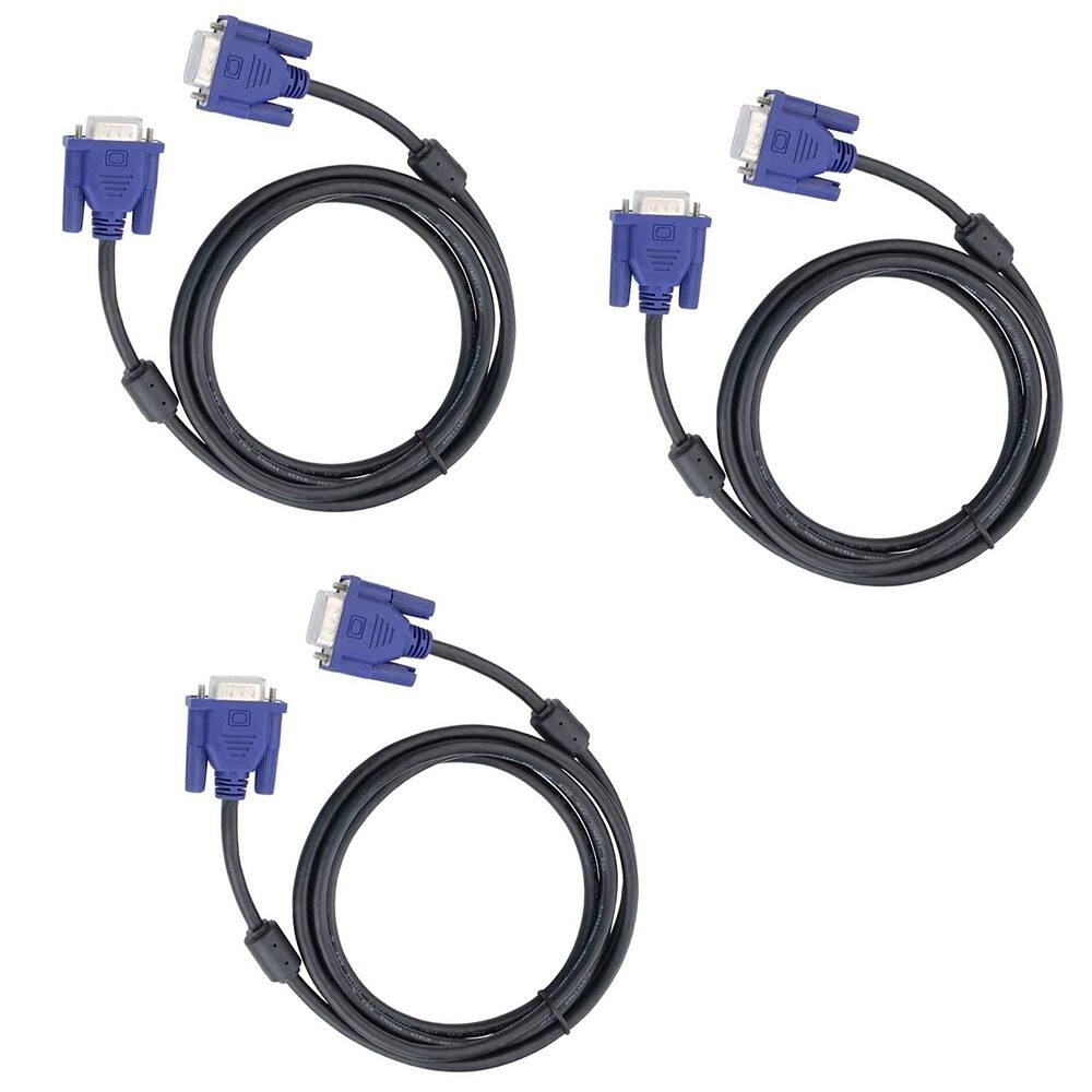 Front. PARKER SLATER - VGA Cable 3-Pack 10ft – HD15 Male to Male with Blue Connectors.