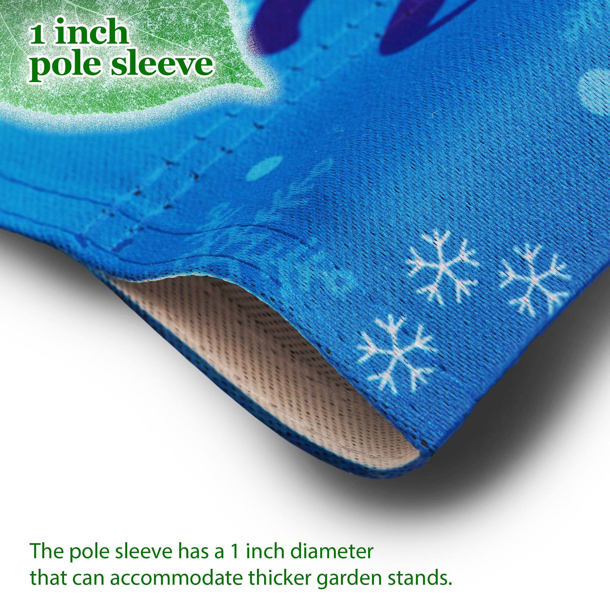 1 inch pole sleeve

The pole sleeve has a 1 inch diameter that can accommodate thicker garden stands.
