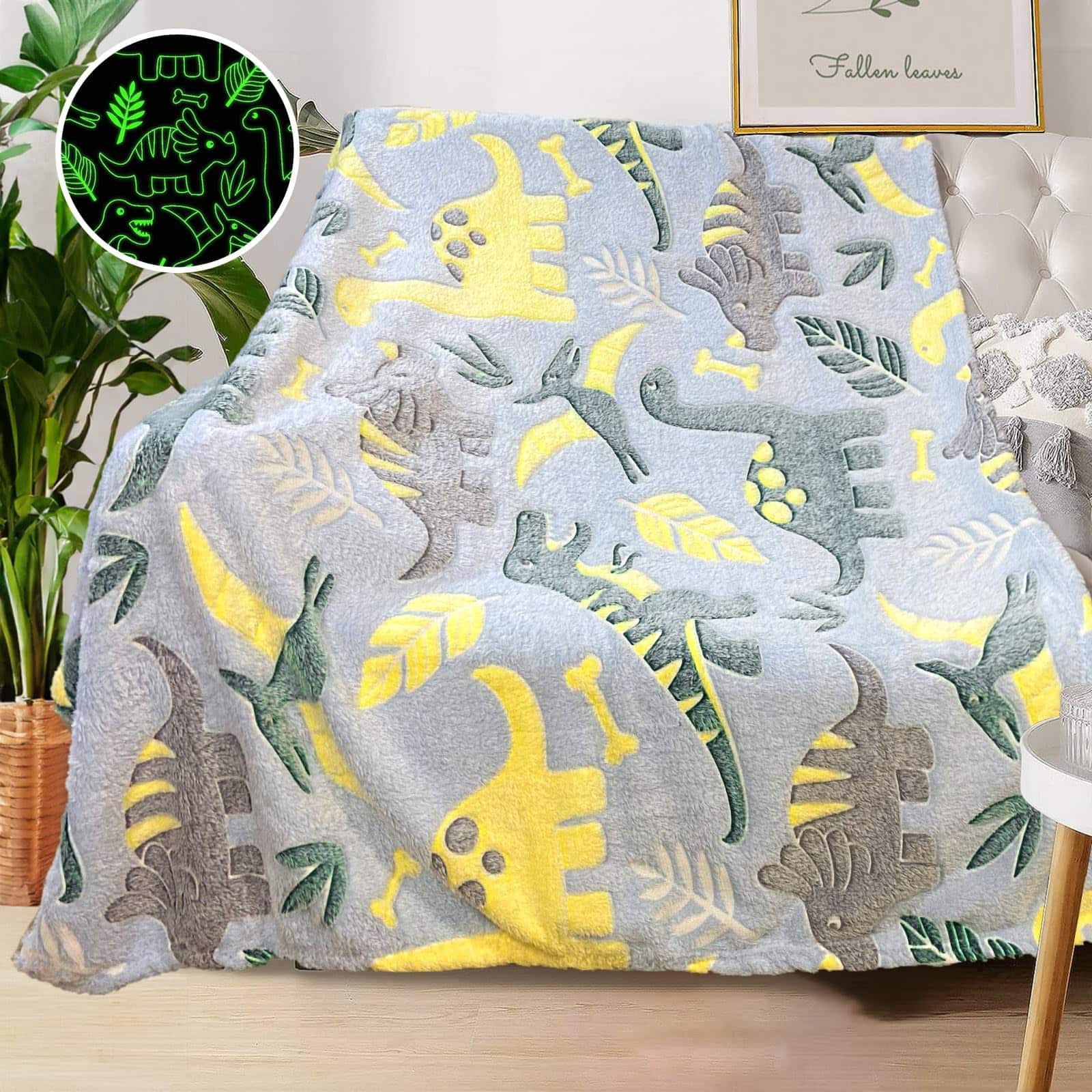Pacoar Cade - Dinosaur Blanket For Personalized Blankets Glow In The Dark Soft Fleece And Throw Birthday x Dinosaur Blanket: The soft - Dinosaur 14-40"x 50"
