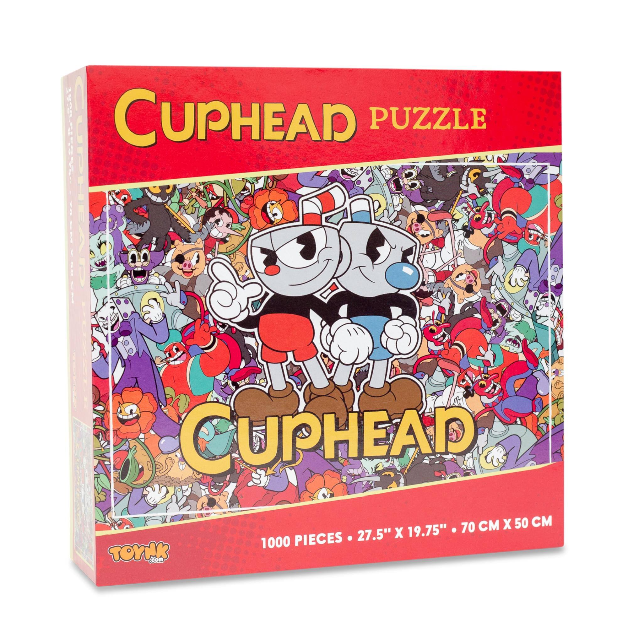 Cuphead Puzzle  
Cuphead  
1000 Pieces  
27.5" x 19.75"  
70 cm x 50 cm  
Toynk