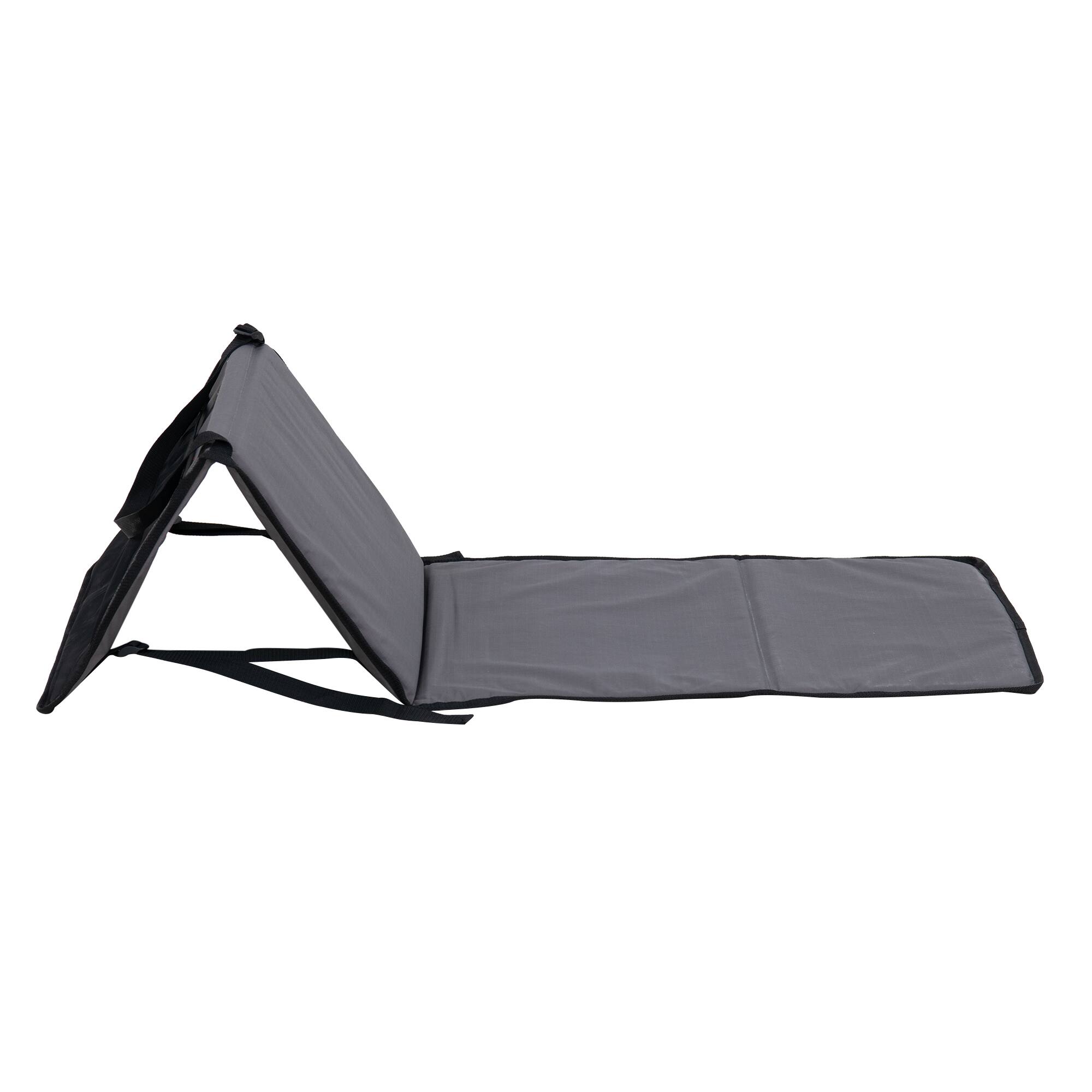 Angle. SUNJOY - Sunjoy Ultra-Light Folding Chair With Backrest, Portable Beach Lounge Chair, Tanning Mat For Sunbathing Trips, Gray - Gray.