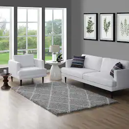 Modway - Toryn Diamond Lattice Shag Area Rug - Gray and Ivory