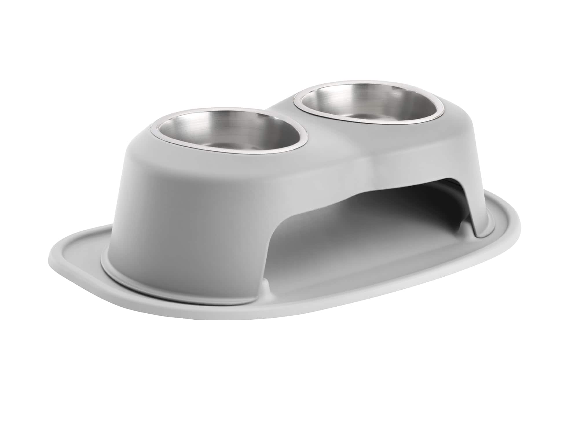 WeatherTech - Double High Pet Feeding System | Elevated Pet Bowls - 6 " High Light Grey - 32oz (4 Cup) Stainless Steel Bowls - Light Gray