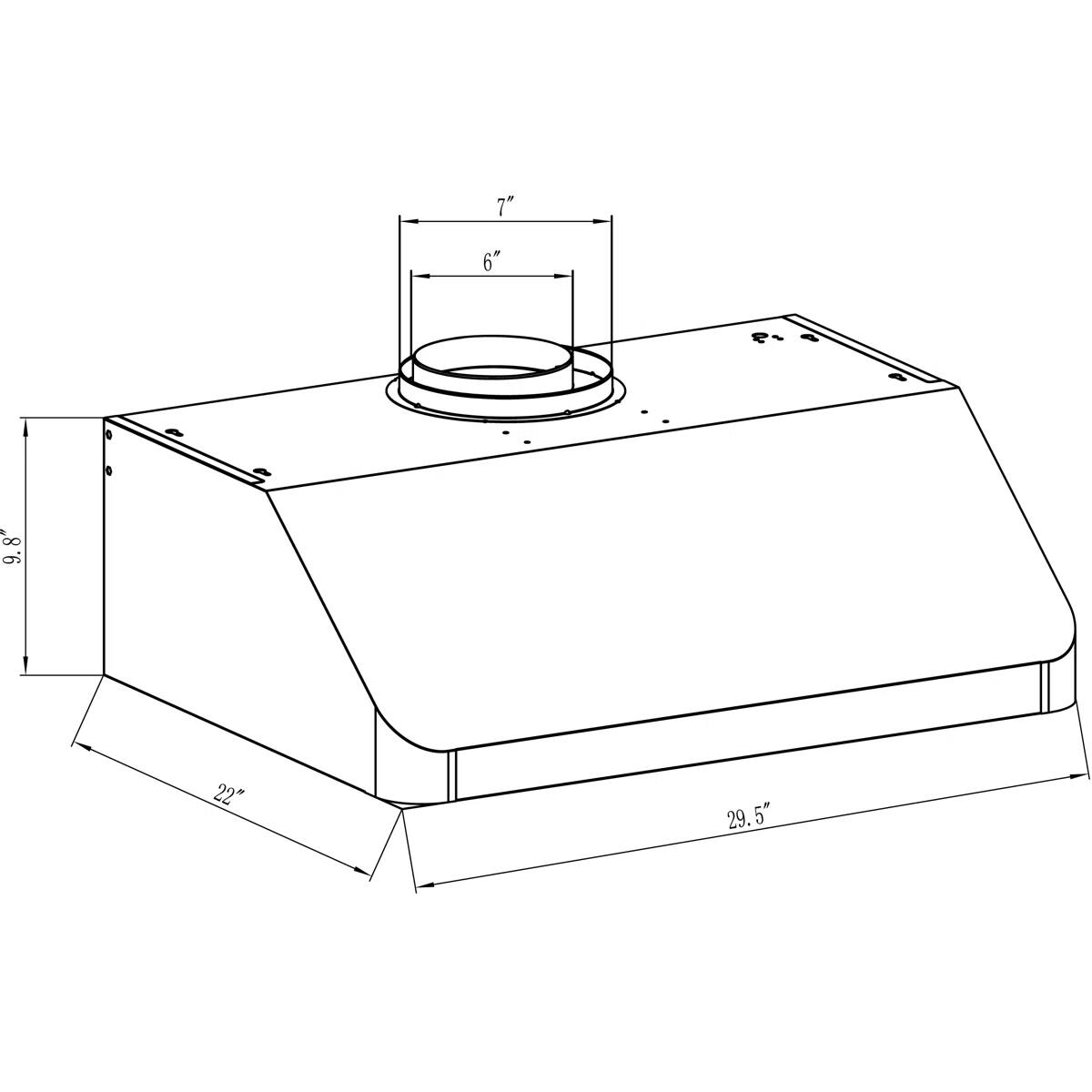 7", 6", 9.8", 22", 29.5"