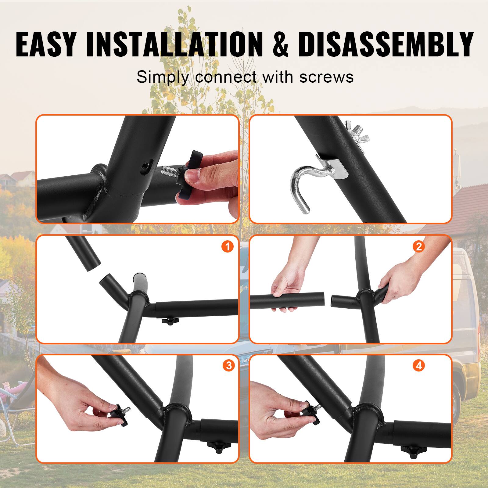 EASY INSTALLATION & DISASSEMBLY  
Simply connect with screws  

1.  
2.  
3.  
4.