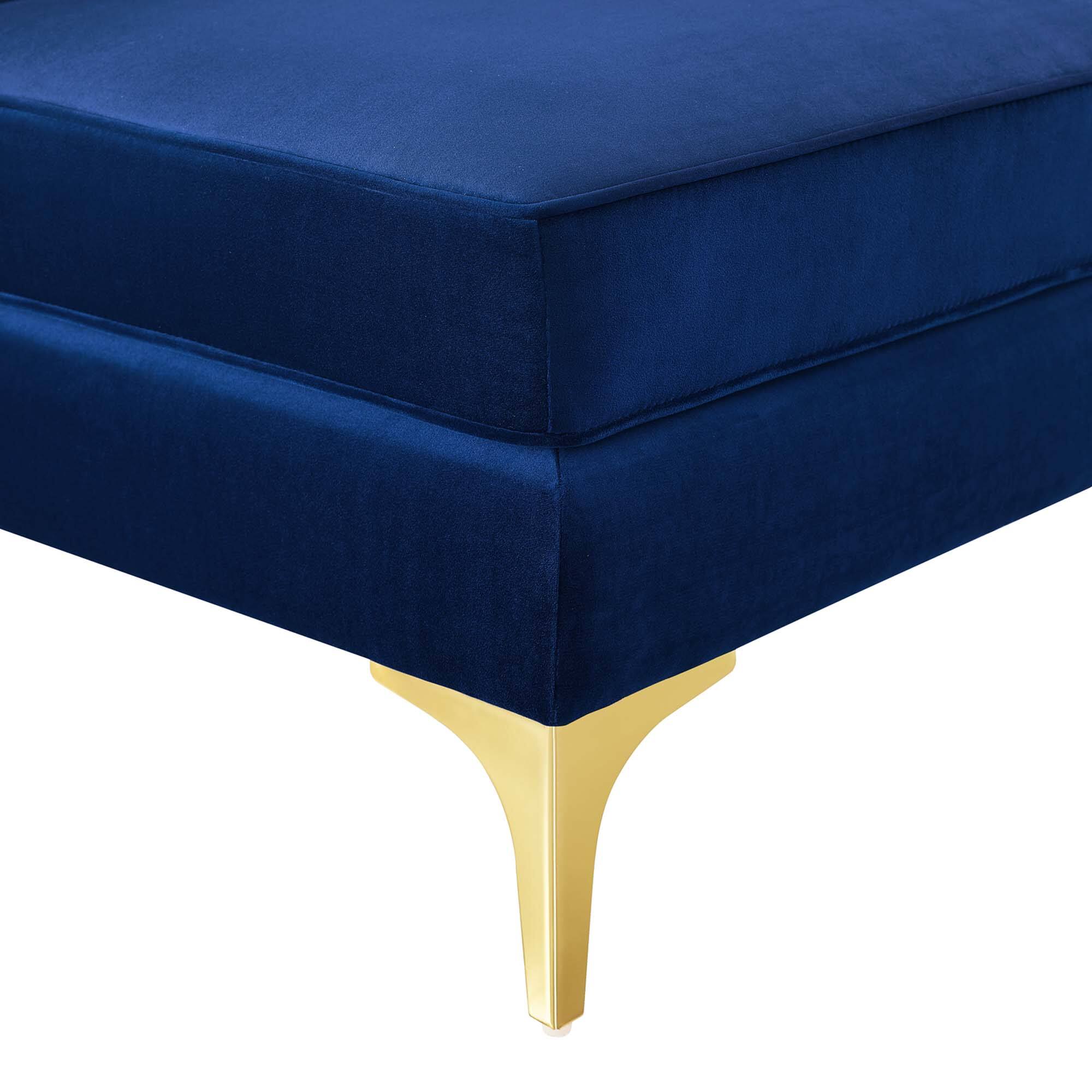 Alt View 1. Modway - Triumph Channel Tufted Performance Velvet Sectional Sofa Corner Chair by Modway - Navy.