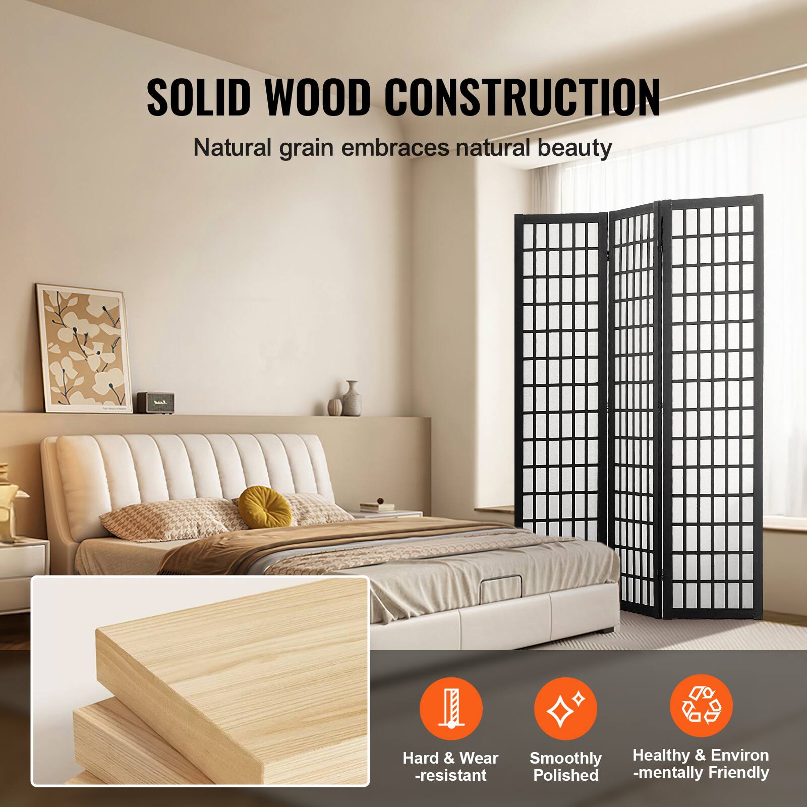 SOLID WOOD CONSTRUCTION  
Natural grain embraces natural beauty  

Hard & Wear-resistant  
Smoothly Polished  
Healthy & Environmentally Friendly