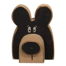 BreeBe - Distressed Wooden Bear Head Sitter - Black, Beige