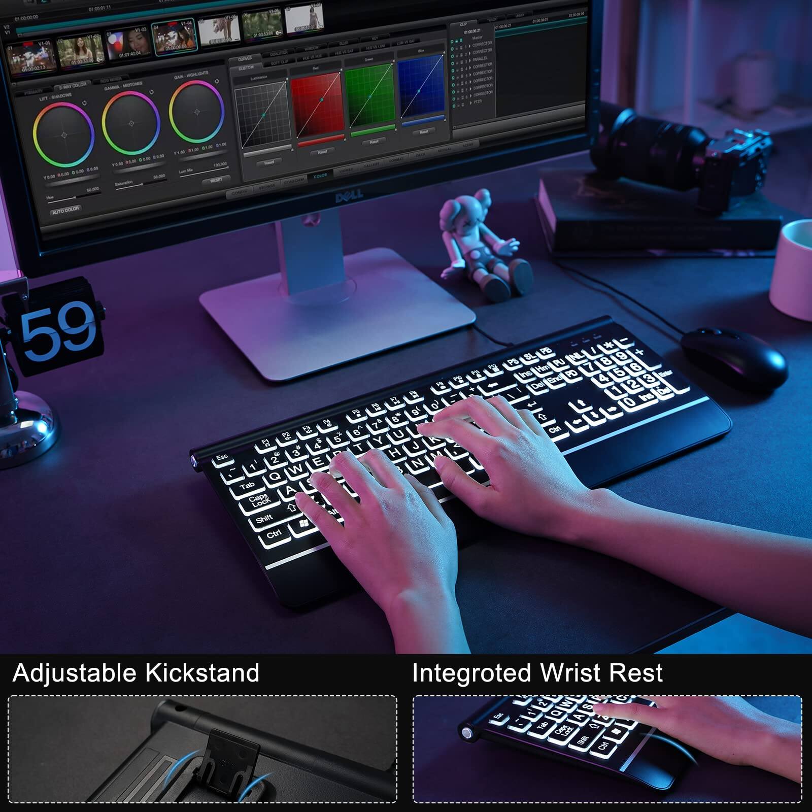 Adjustable Kickstand  
Integrated Wrist Rest