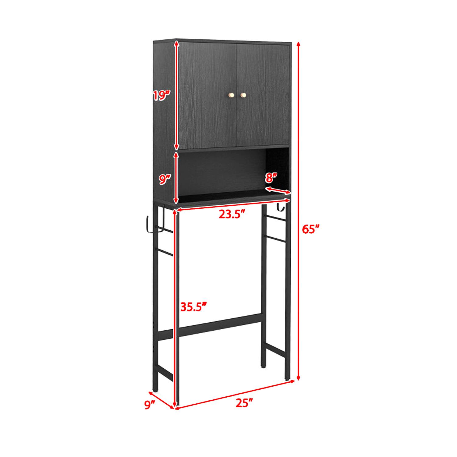 19"  
9"  
8"  
23.5"  
65"  
35.5"  
9"  
25"