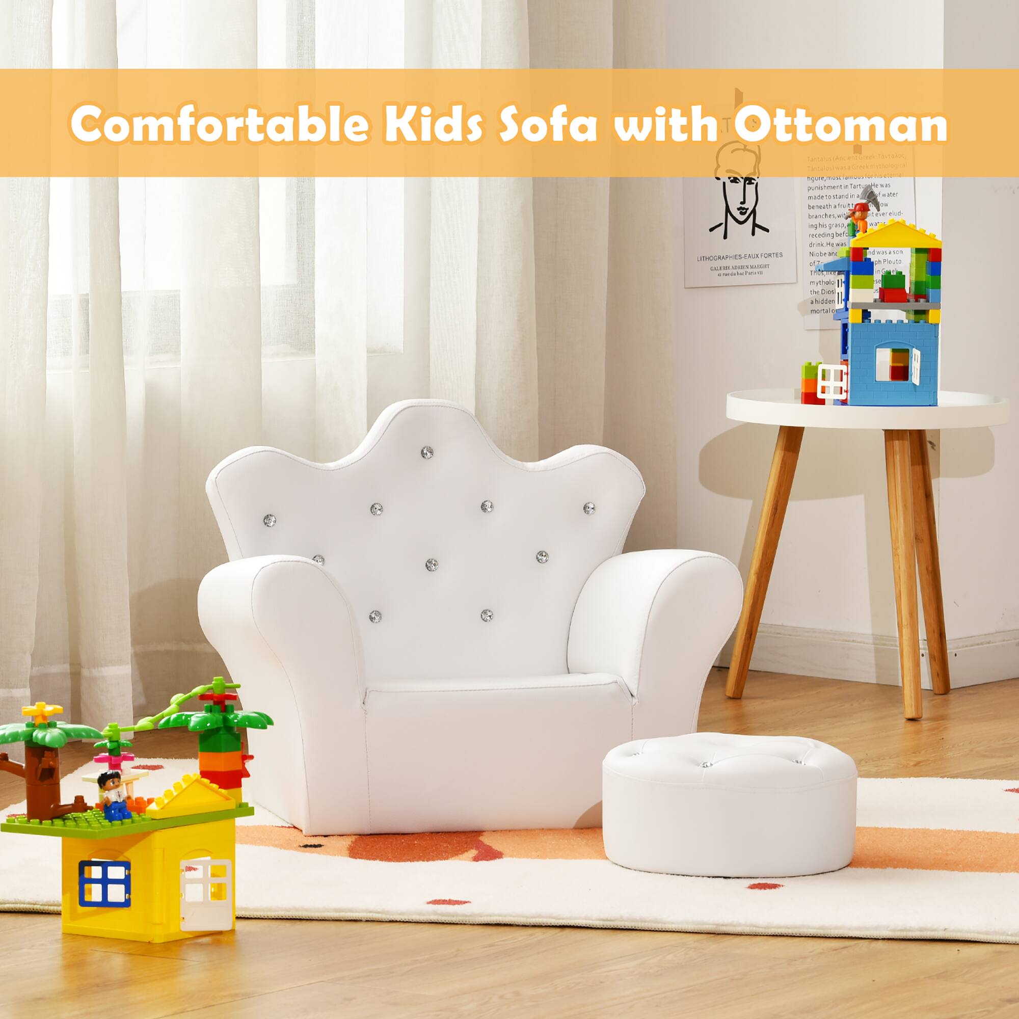 Comfortable Kids Sofa with Ottoman