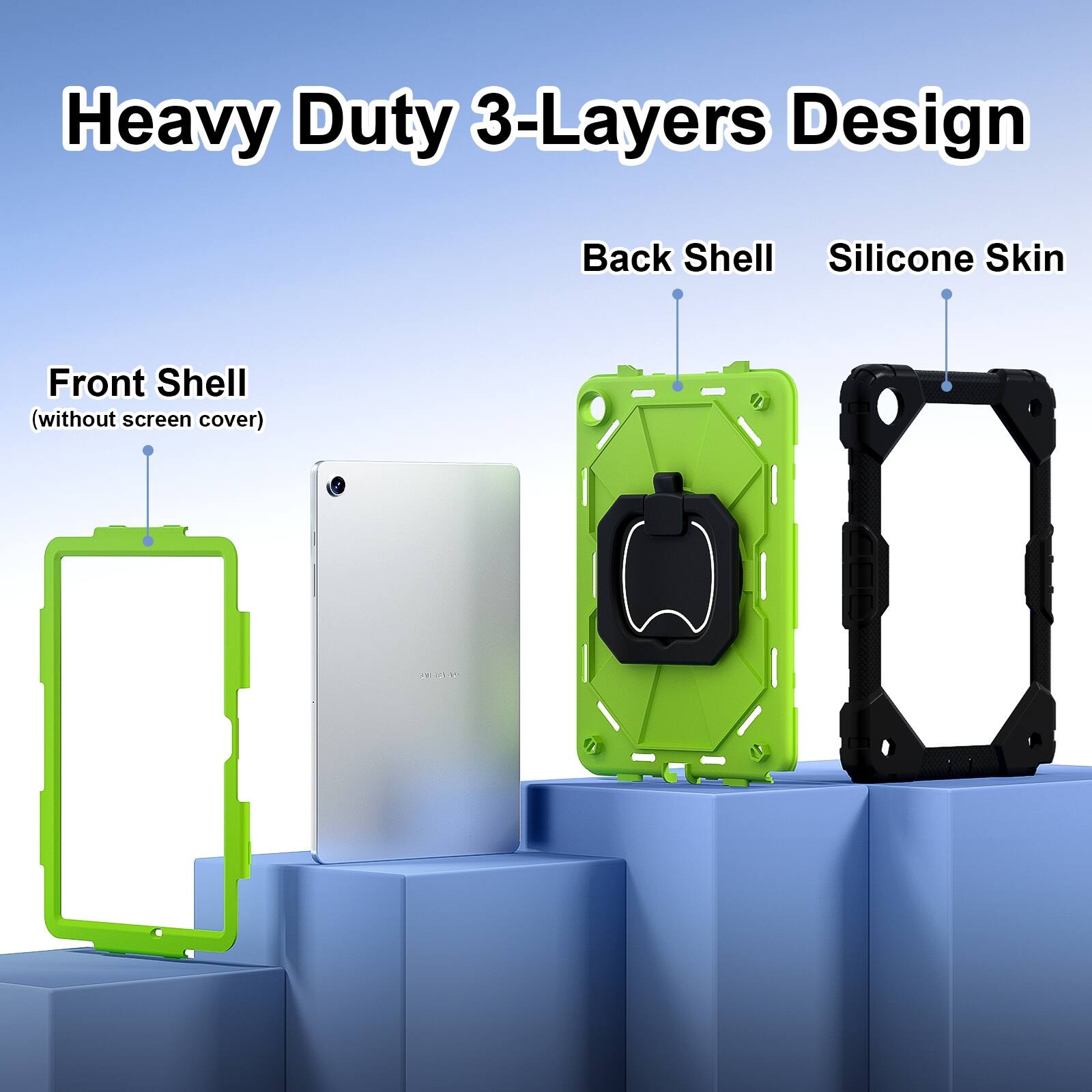 Heavy Duty 3-Layers Design Back Shell Silicone Skin Front Shell (without screen cover)