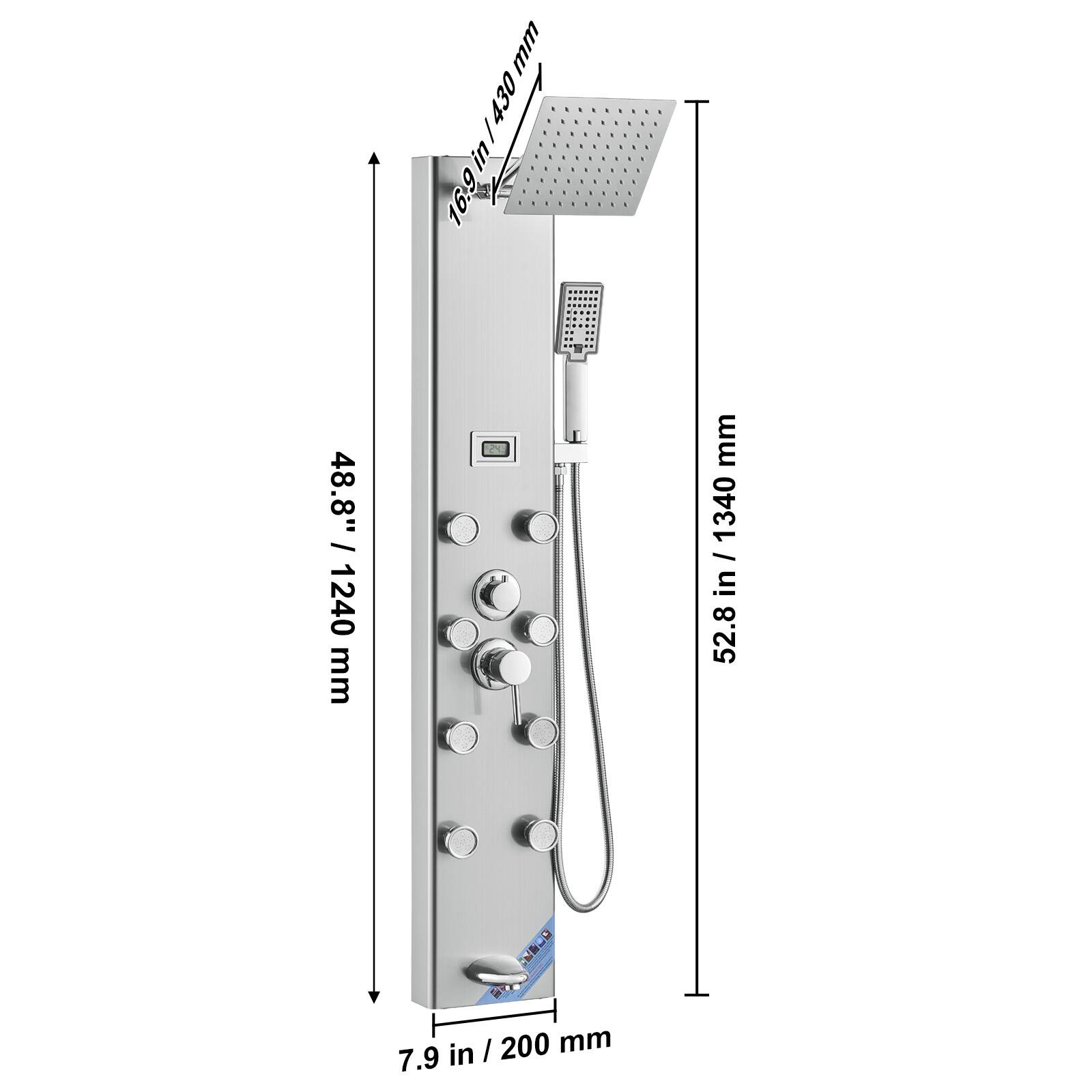 - 48.8" / 1240 mm
- 52.8" / 1340 mm
- 7.9" / 200 mm
- 16.9" / 430 mm