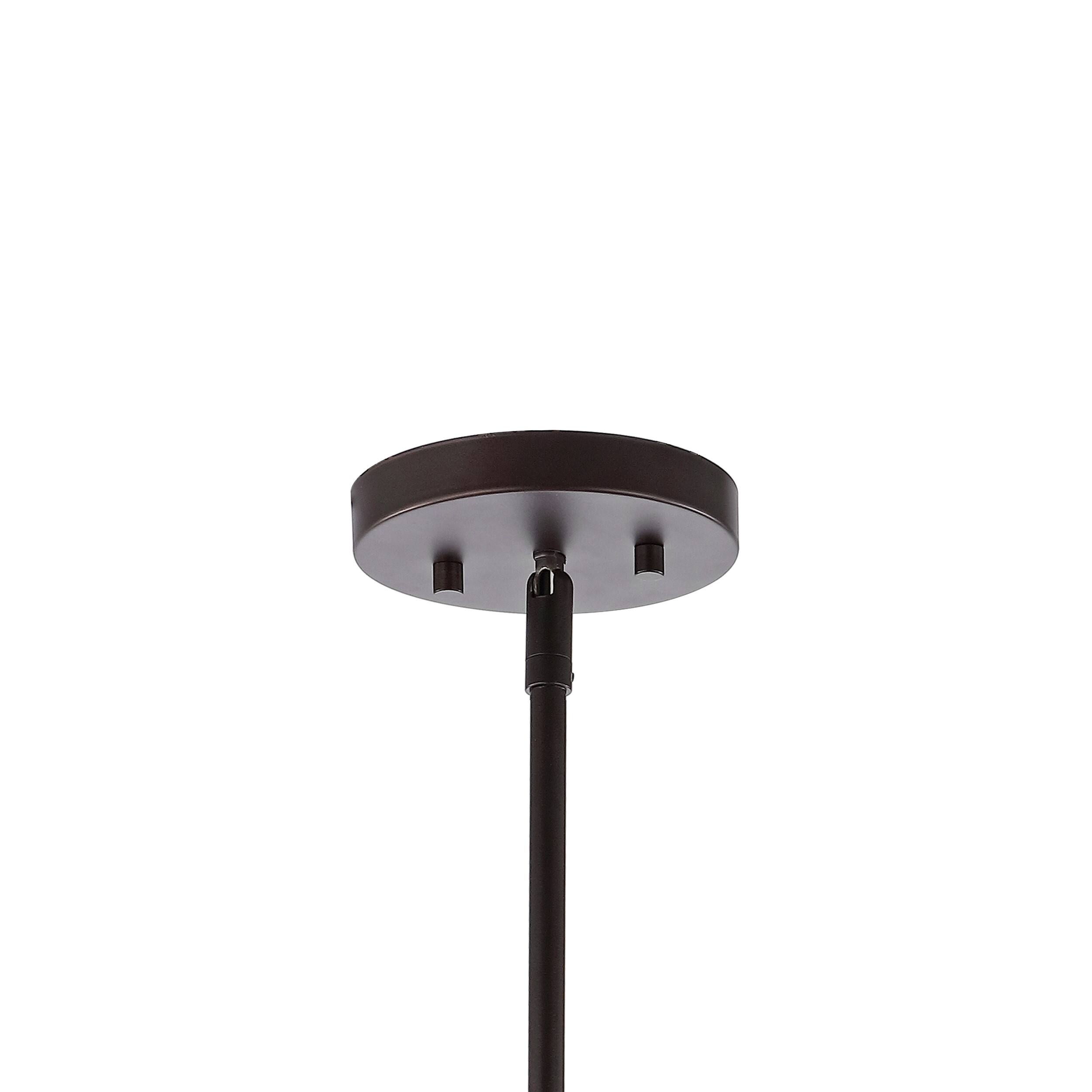 Alt View 4. Jonathan Y - Hayes 11.25" 1-Light Industrial Farmhouse Iron/Glass LED Pendant, Oil Rubbed Bronze/Clear - Oil Rubbed Bronze/Clear.