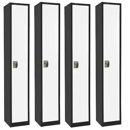 Front. AdirOffice - Storage Locker 629-Series 72" H 1-Tier Steel Digital Lock 2-Shelf Locker, 4/Pack - Black and White.