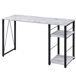 GOODSILO - Two-Tier Writing Desk with Metal Open Base Design - Antique White+Black