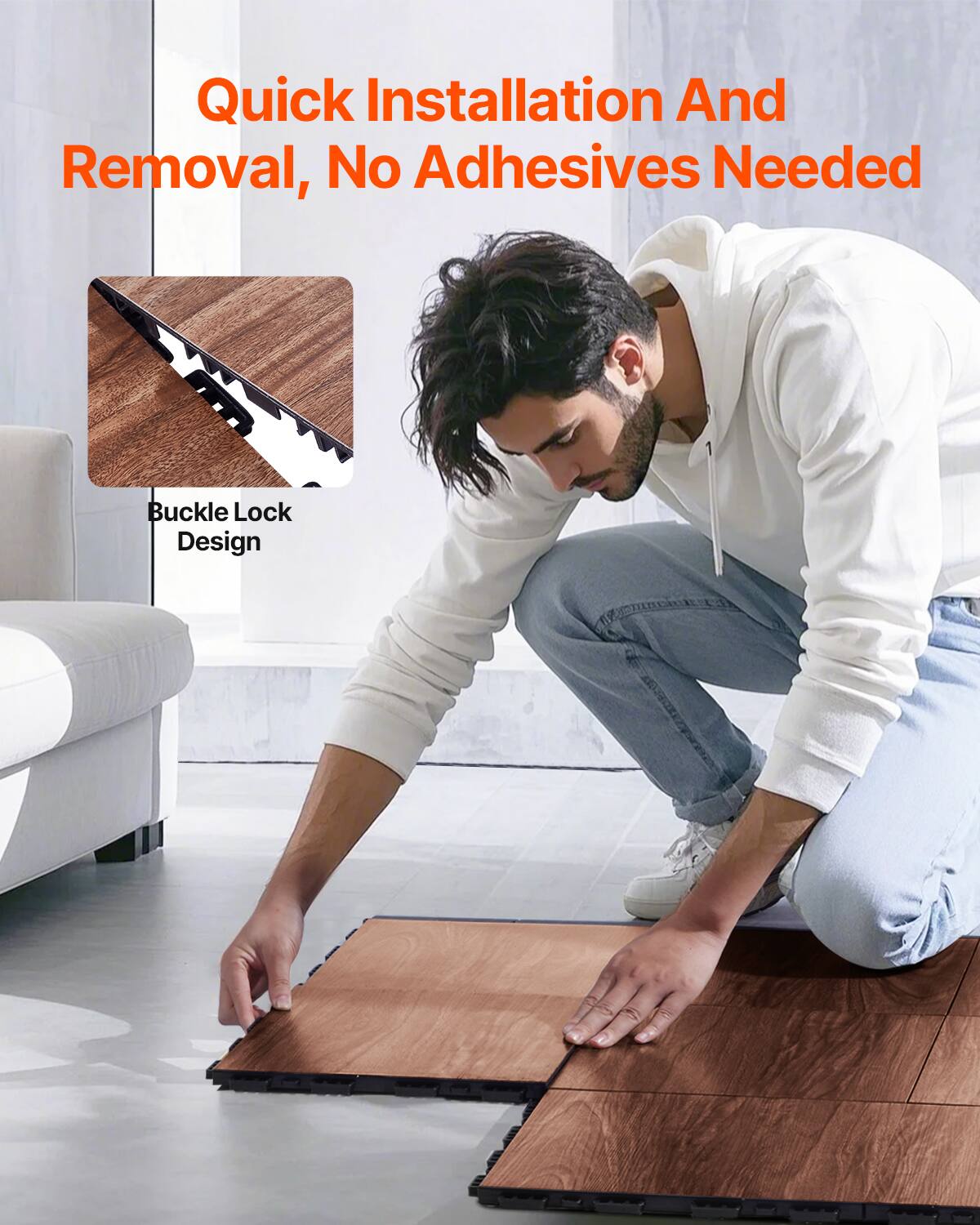 Quick Installation And Removal, No Adhesives Needed
Buckle Lock Design