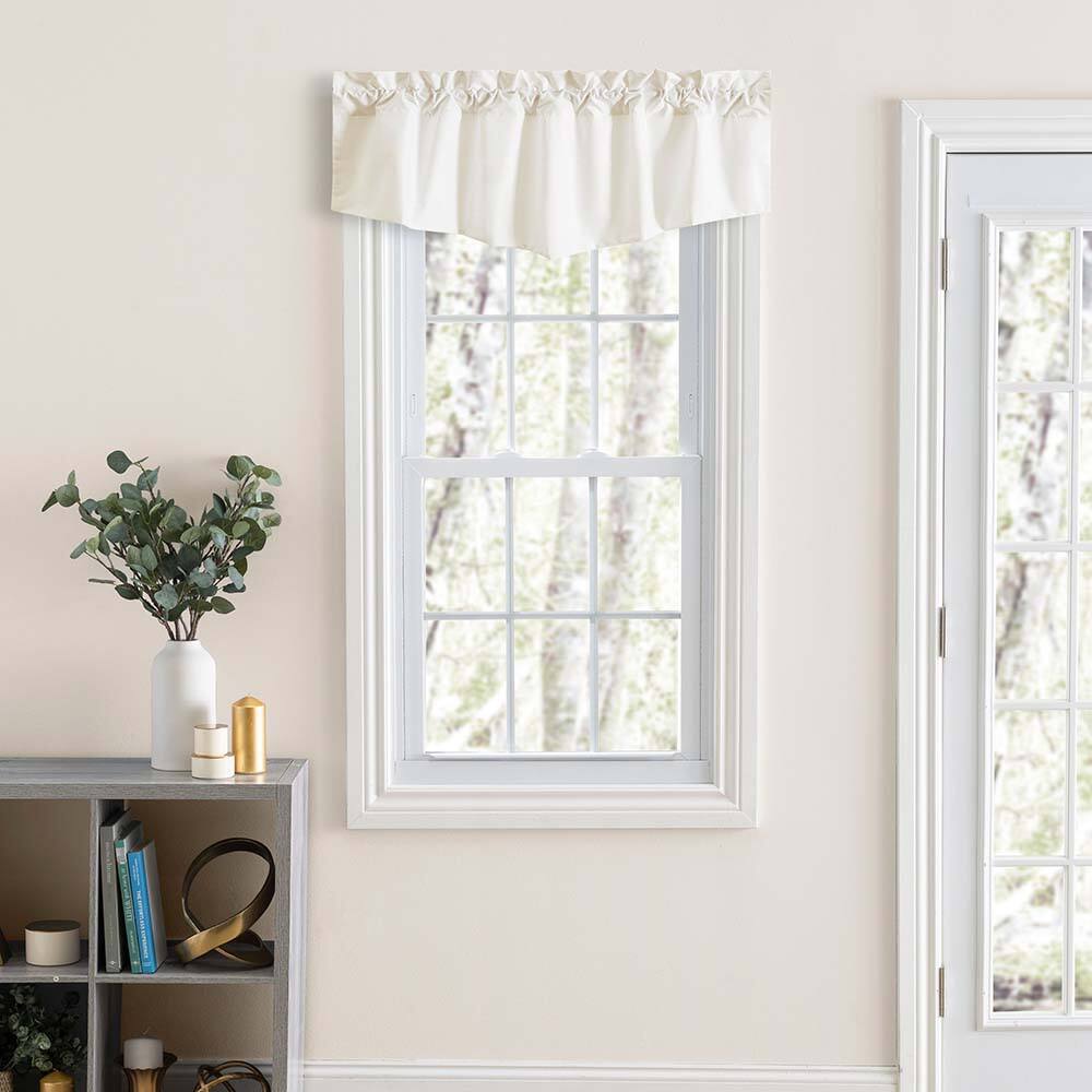 Angle. Ellis Curtain - Ellis Classic Tailored Design in a Perma Press Fabric 3" Rod Pocket Lined Tapered Valance 42"x18" Natural - Natural.