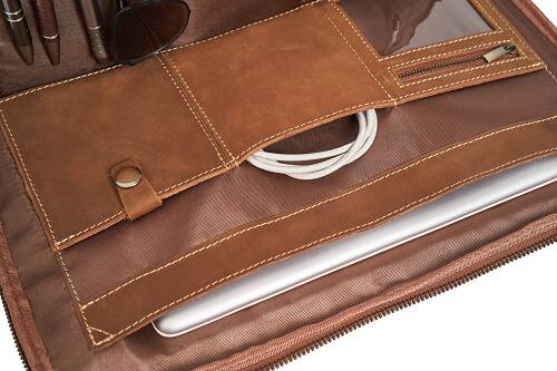 Alt View 7. Luxorro - Leather Laptop Bag for me. Fits 15" Laptops - Light Brown.