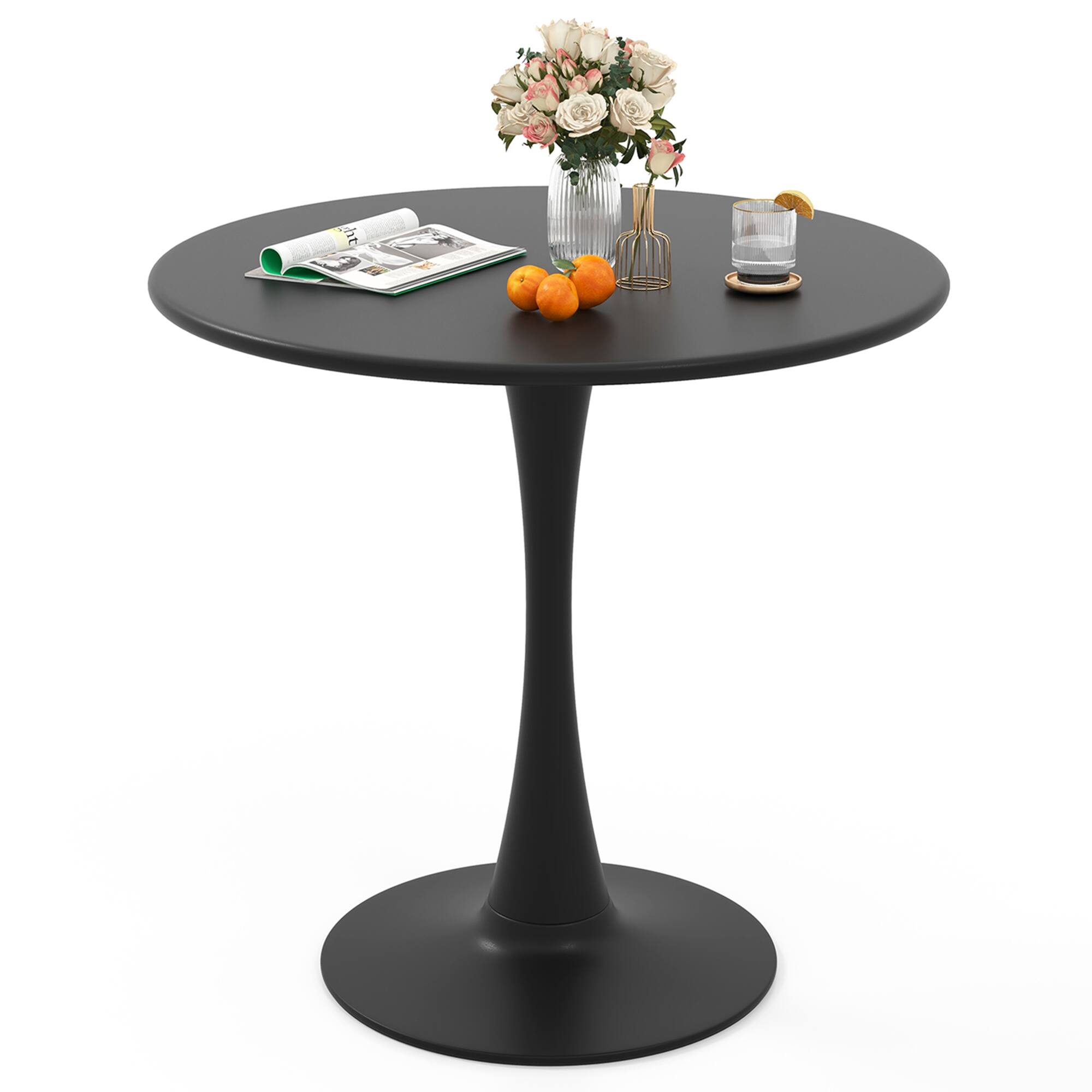 Front. Costway - Costway 31.5" Round Dining Table with Anti-Slip PP Ring Modern Bistro Table for Dining Room - Black.