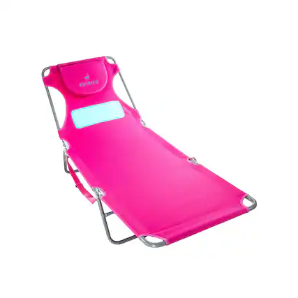 Front. Ostrich - Ostrich Ladies Comfort Lounger, Portable Beach Camping Pool Tanning Chair, Pink - Pink.