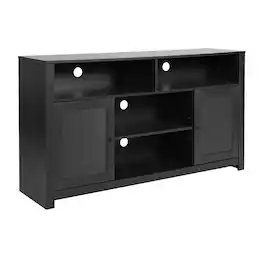 Flash Furniture - Malaki Mid-Century Modern 58 Inch Buffet Sideboard with 2 Soft Close Doors and Adjustable Center Shelf, TV Stand for up - Black