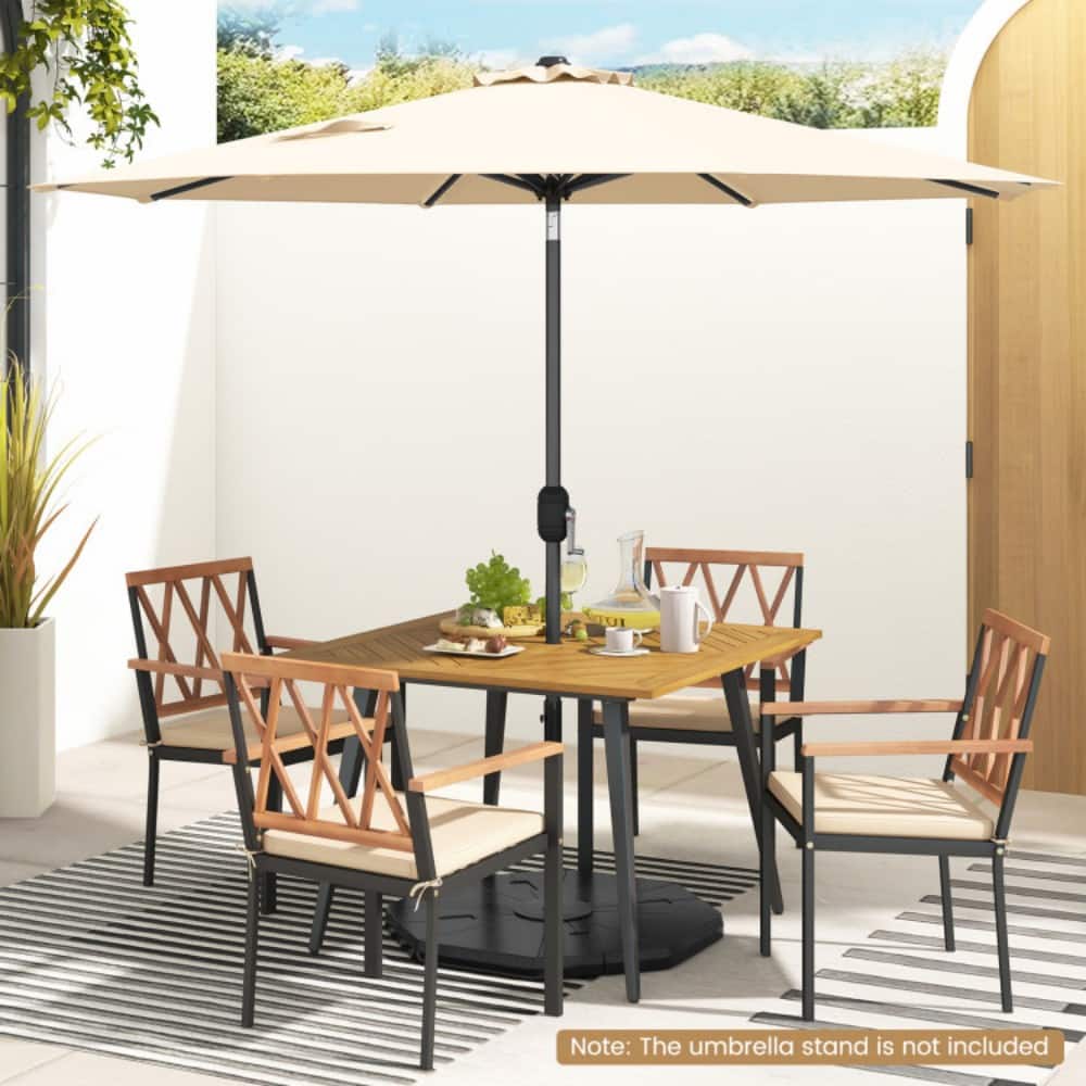 Mondawe - 9 FT Outdoor Patio Market Umbrella Push Button Tilt Crank Lift - Beige
