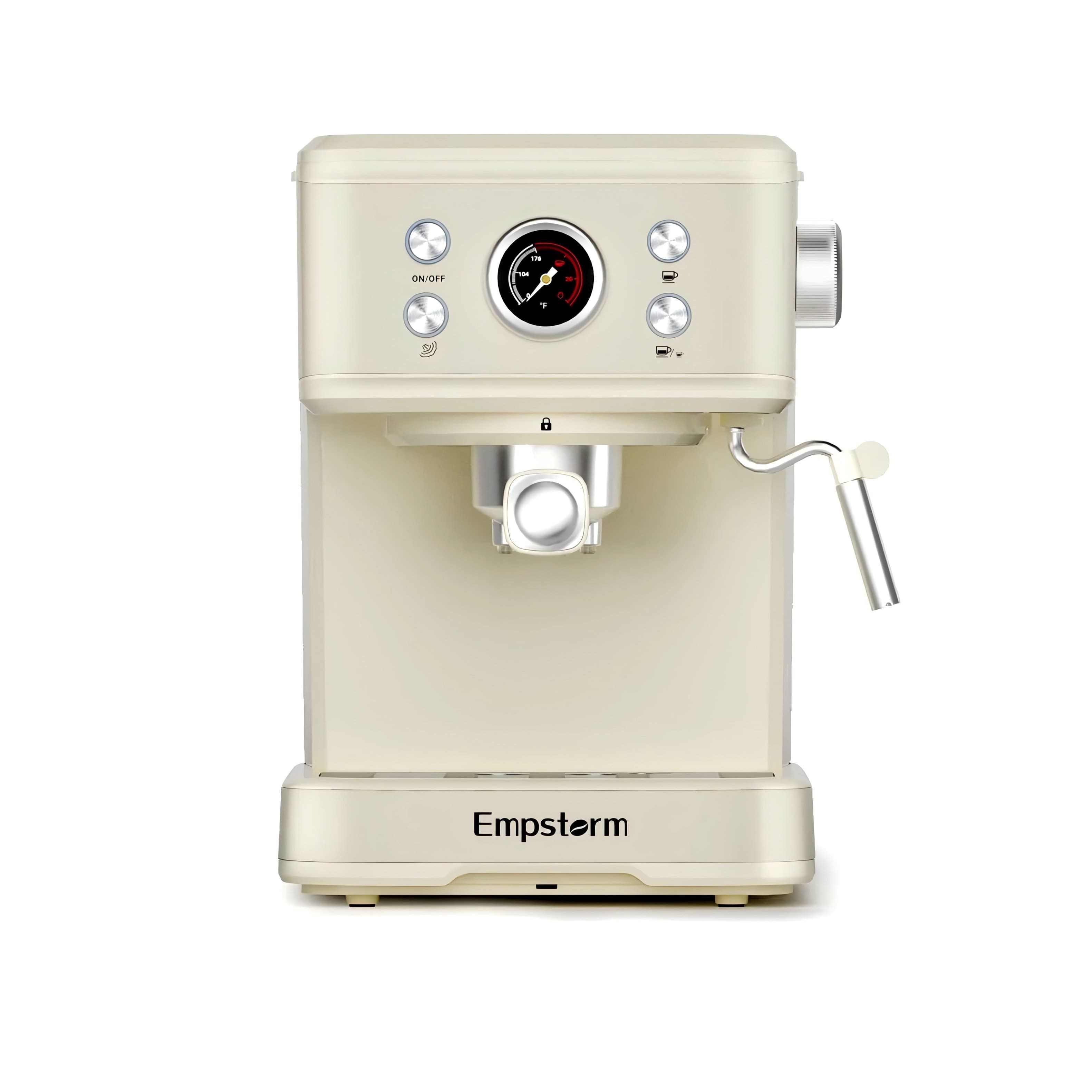 Empstorm - 50 oz. Espresso Coffee Maker with Fast Heating System, Powerful Steamer Foaming - White