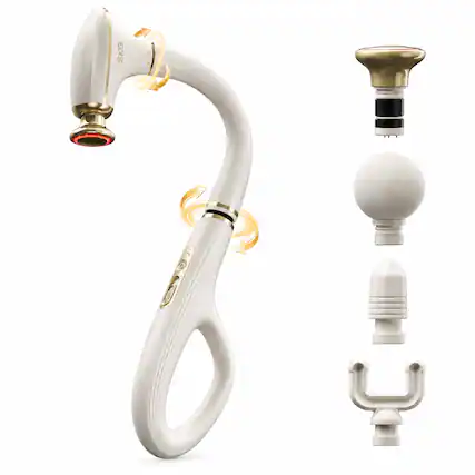 Front. SKG - DS300 Heated Massage Gun with Convertible Long Handle - Golden.