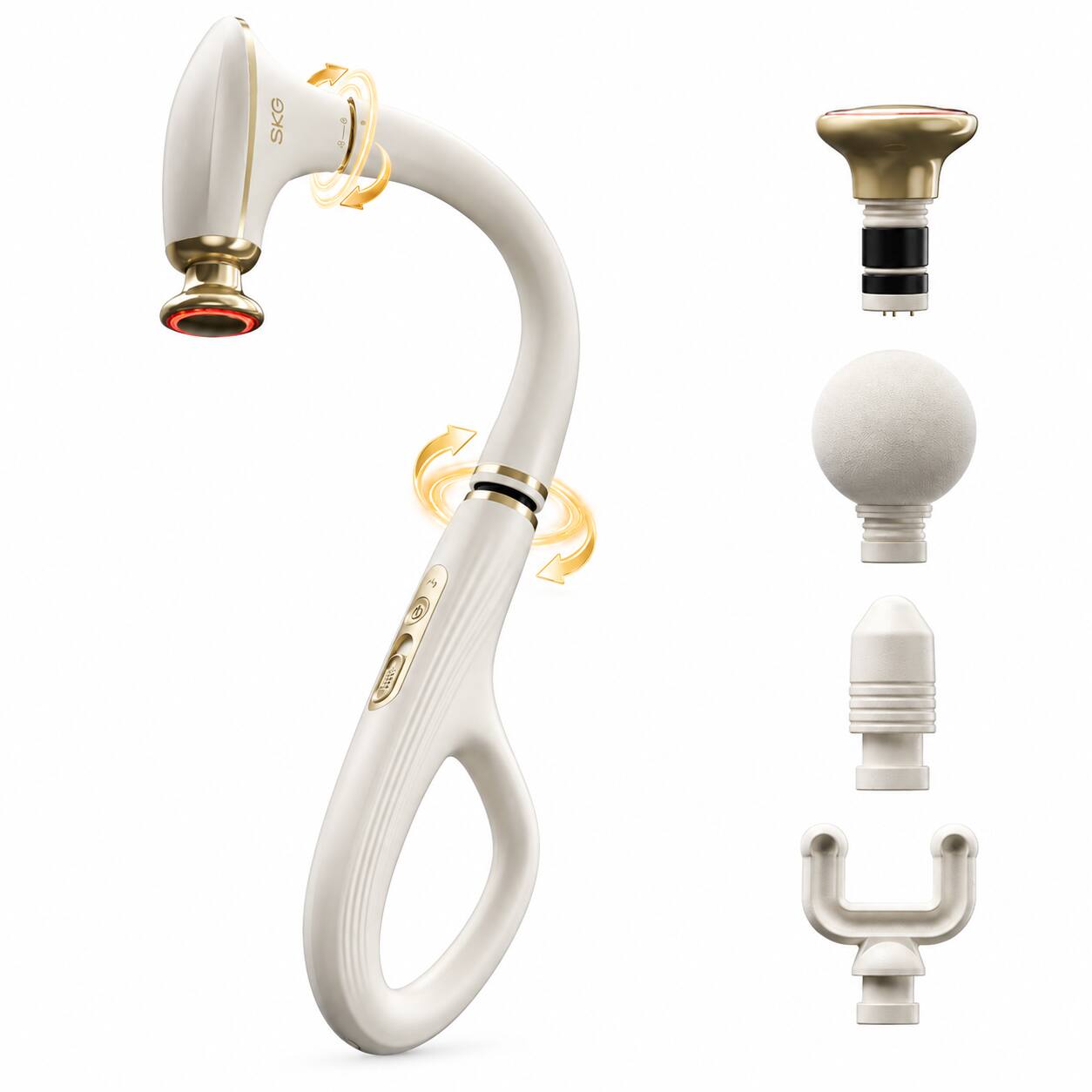 Front. SKG - DS300 Heated Massage Gun with Convertible Long Handle - Golden.